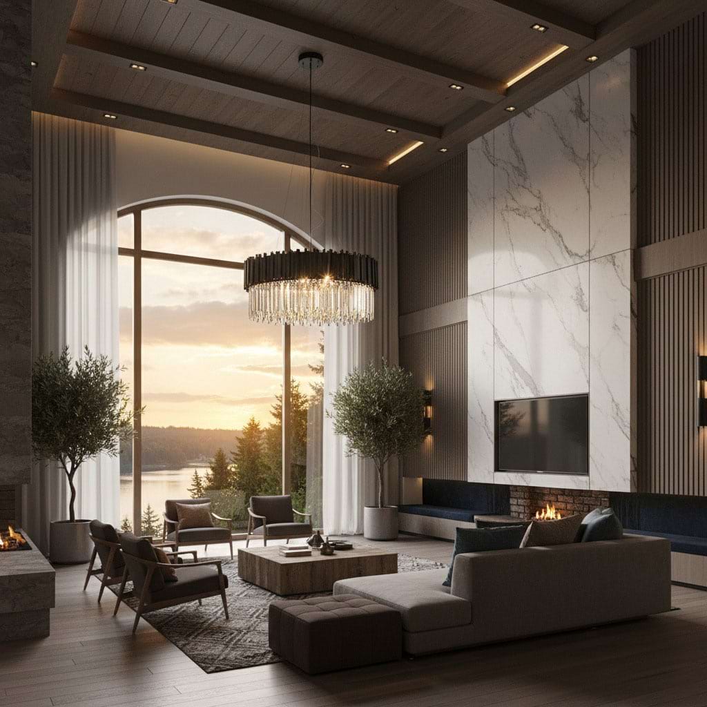 Zen Modern Gold Crystal Chandelier