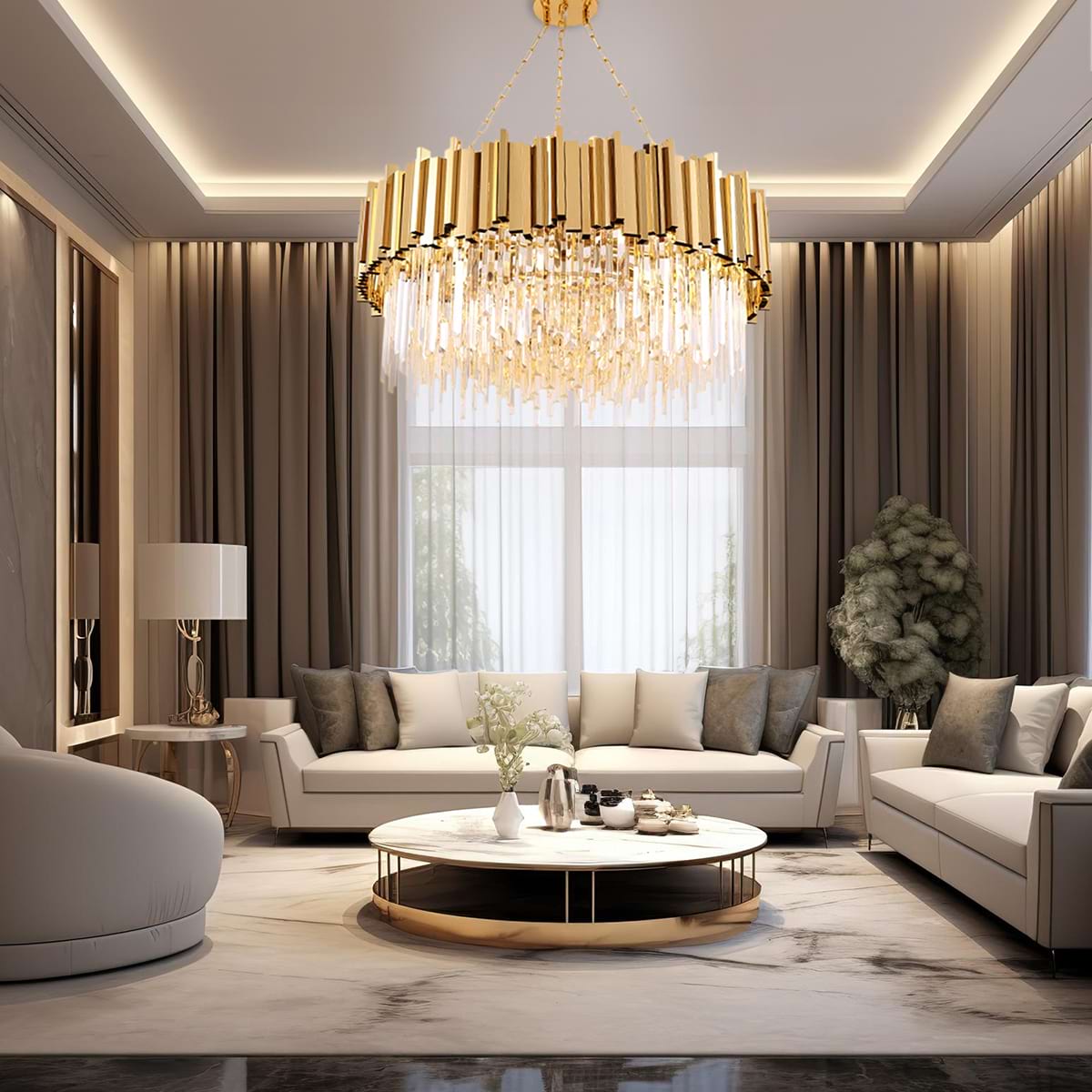 Zen Modern Gold Crystal Chandelier