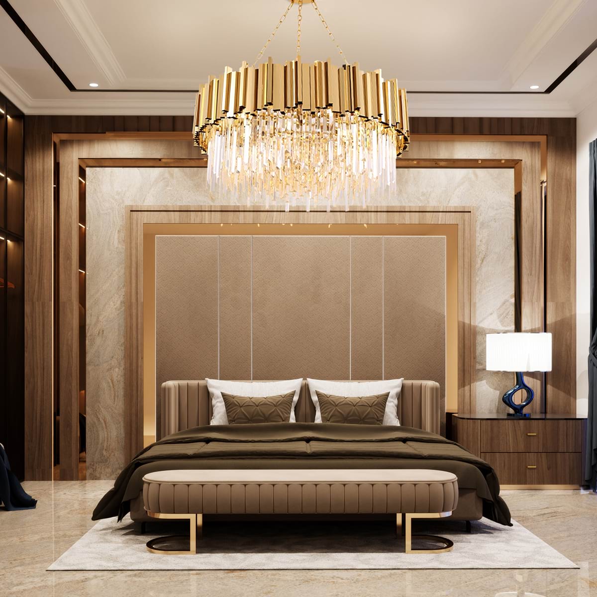 Zen Modern Gold Crystal Chandelier