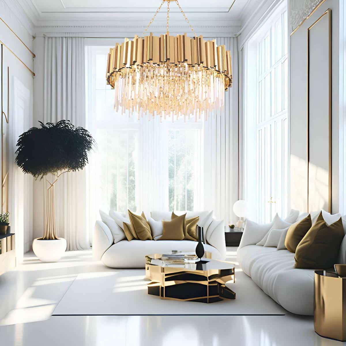 Zen Modern Gold Crystal Chandelier
