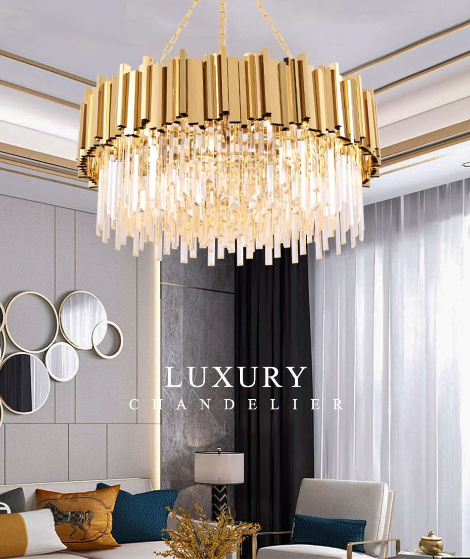 Zen Modern Gold Crystal Chandelier