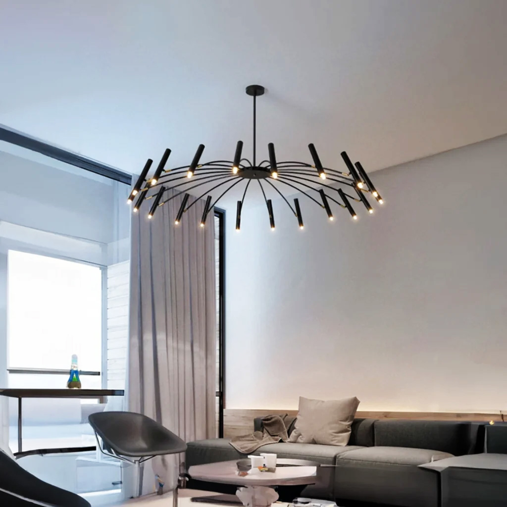 Modern Black Wagon Wheel Hanging Led Ceiling Chandeliers