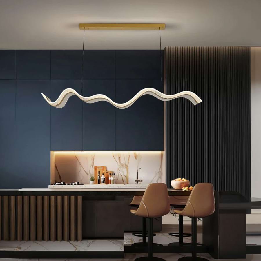 Saint-Martin-Vesubie | Modern Wave-Designed Gold Chandelier