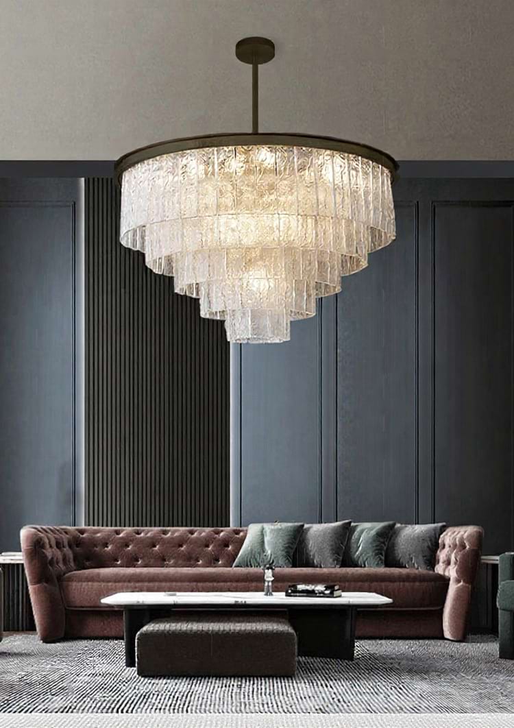 Gold Modern Frosted Glass Chandelier
