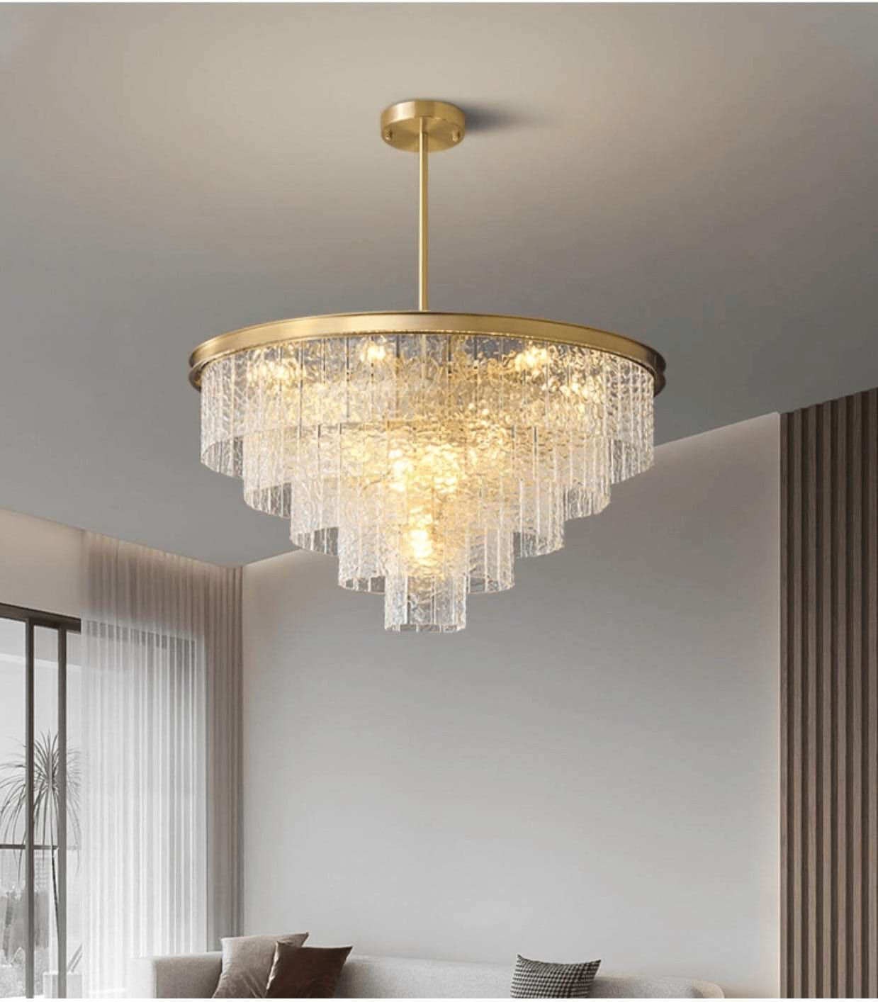 Gold Modern Frosted Glass Chandelier