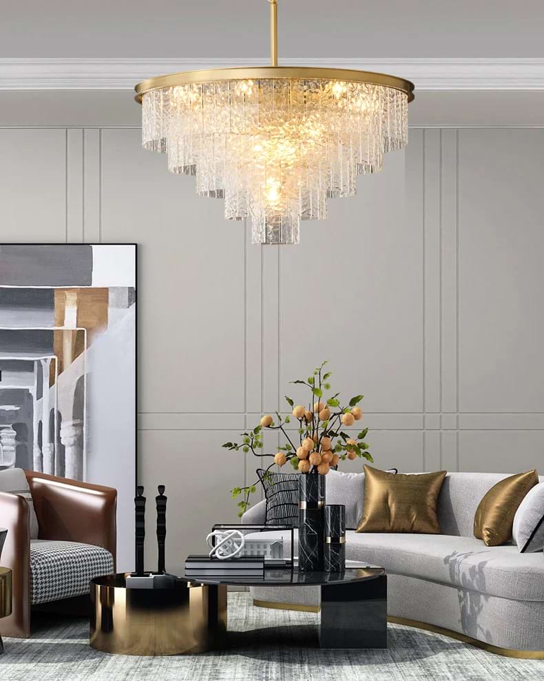 Gold Modern Frosted Glass Chandelier