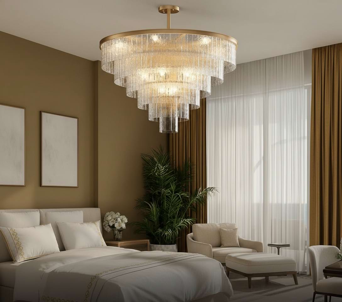Gold Modern Frosted Glass Chandelier