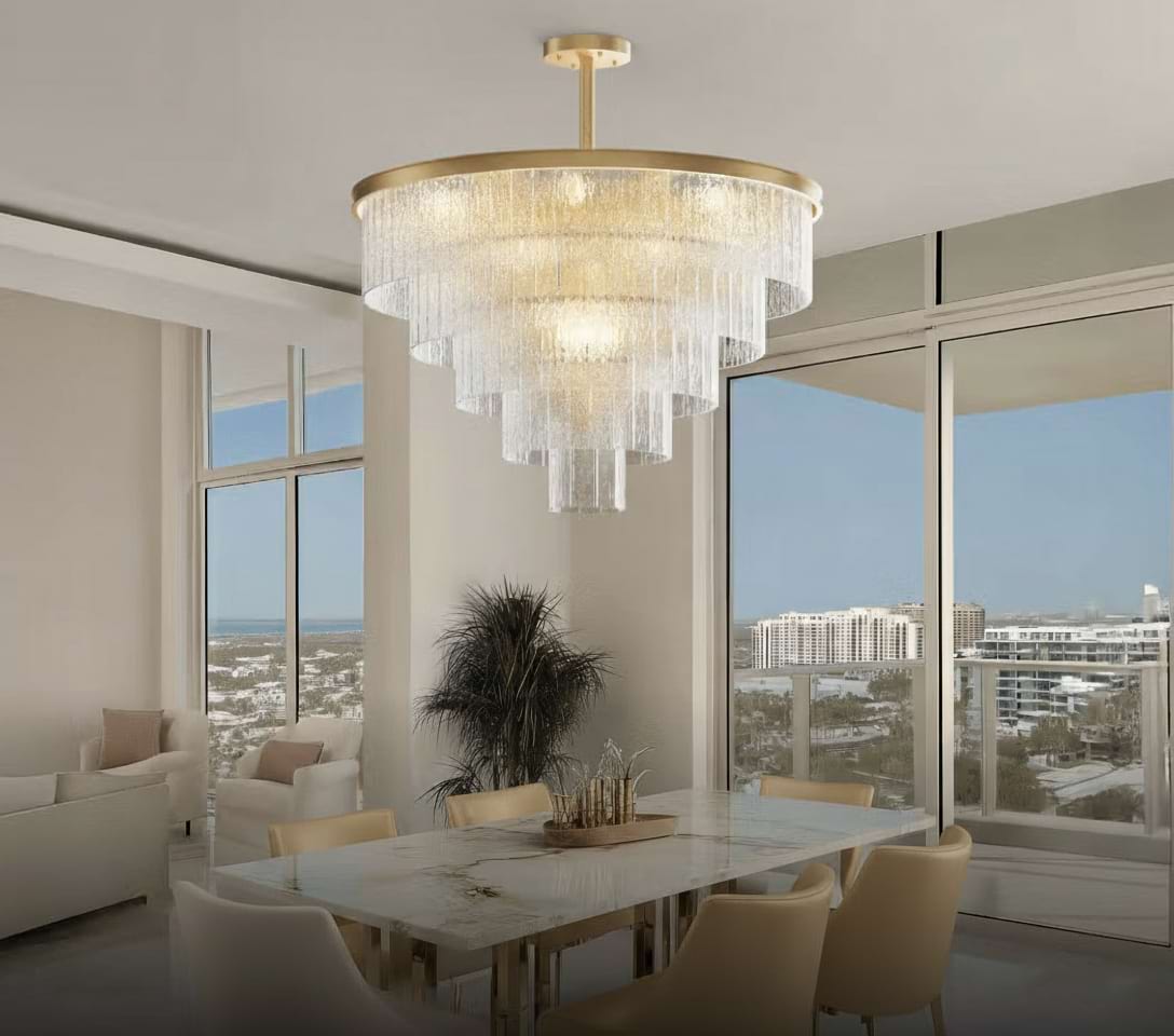 Gold Modern Frosted Glass Chandelier