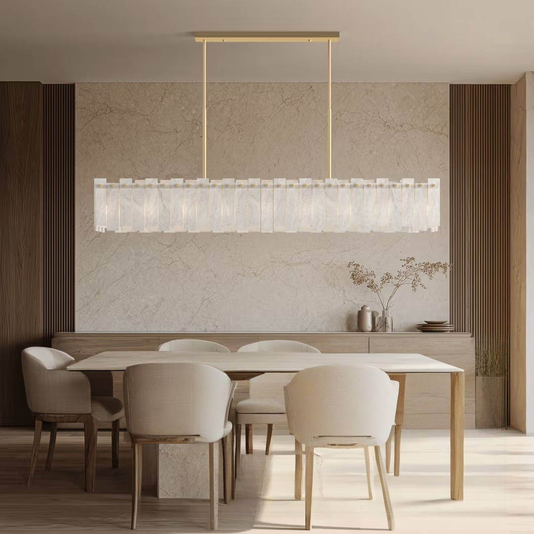 Alabaster Linear Dentate Chandelier